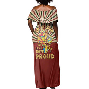 Proud African Off Shoulder Maxi Dress - Hand Up Africa Map Art