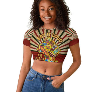 Proud African Raglan Cropped T shirt - Hand Up Africa Map Art