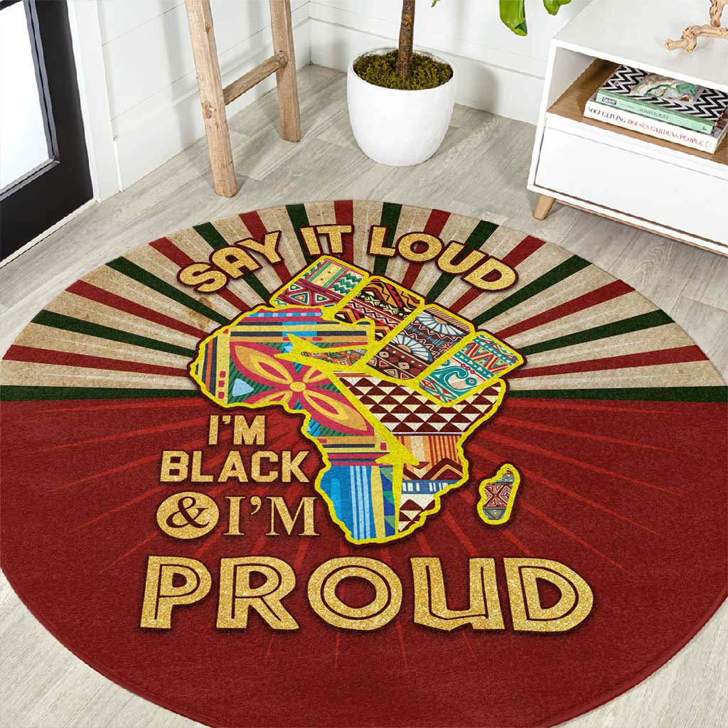 Proud African Round Carpet - Hand Up Africa Map Art