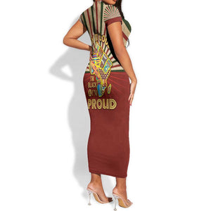 Proud African Short Sleeve Bodycon Dress - Hand Up Africa Map Art