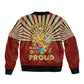 Proud African Sleeve Zip Bomber Jacket - Hand Up Africa Map Art