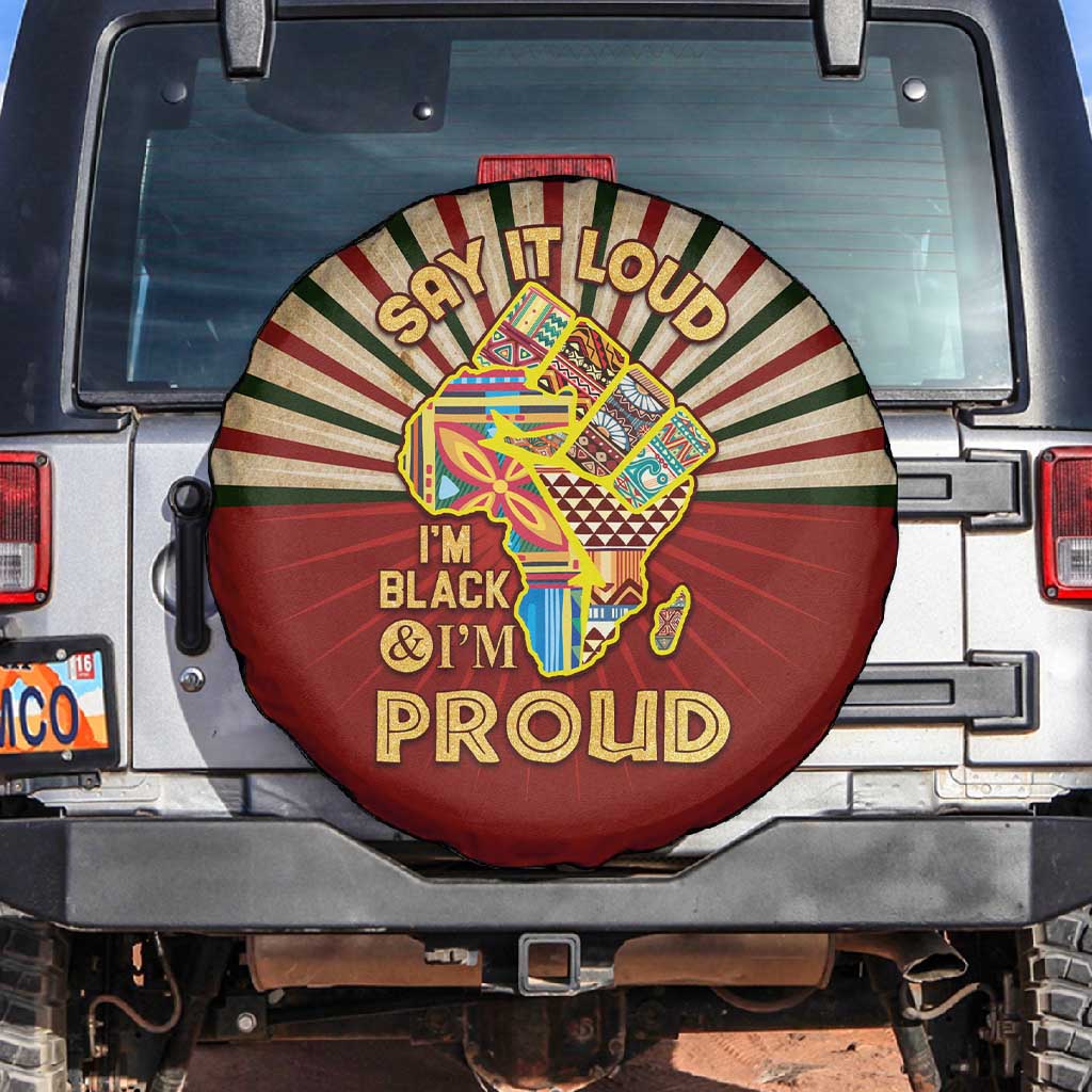 Proud African Spare Tire Cover - Hand Up Africa Map Art