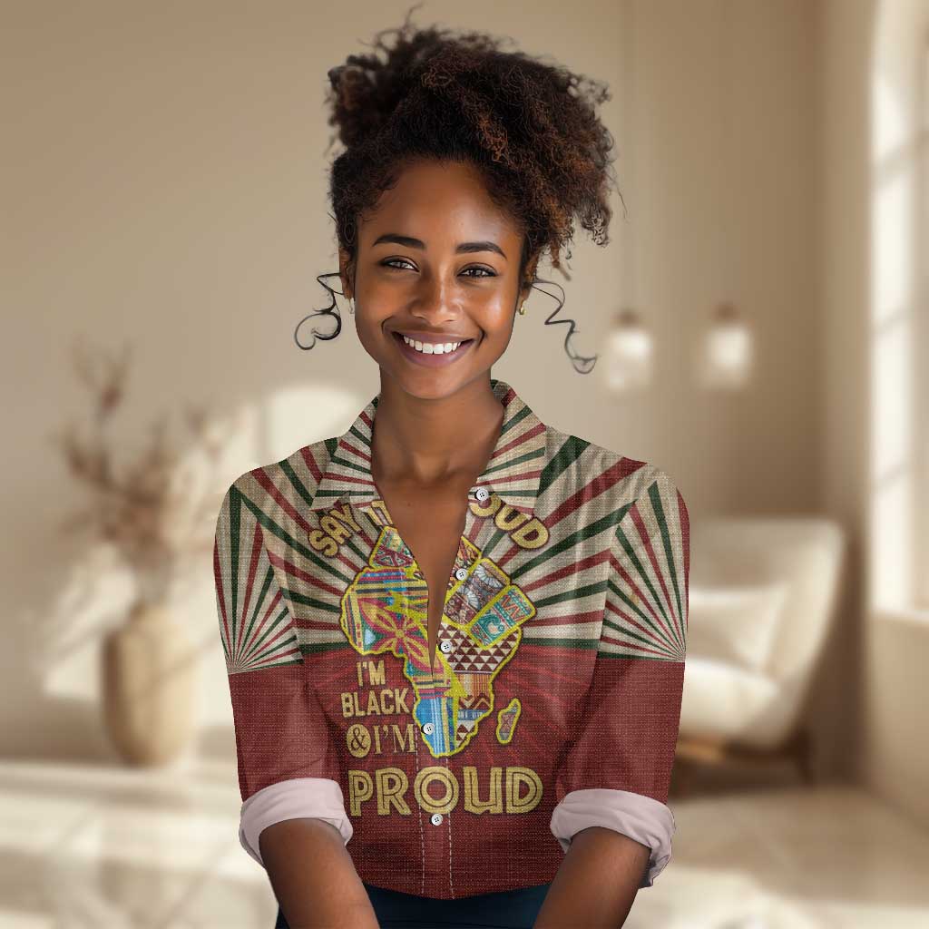 Proud African Women Casual Shirt - Hand Up Africa Map Art