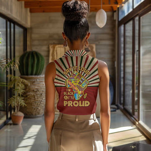 Proud African Women Sleeveless Polo Shirt - Hand Up Africa Map Art