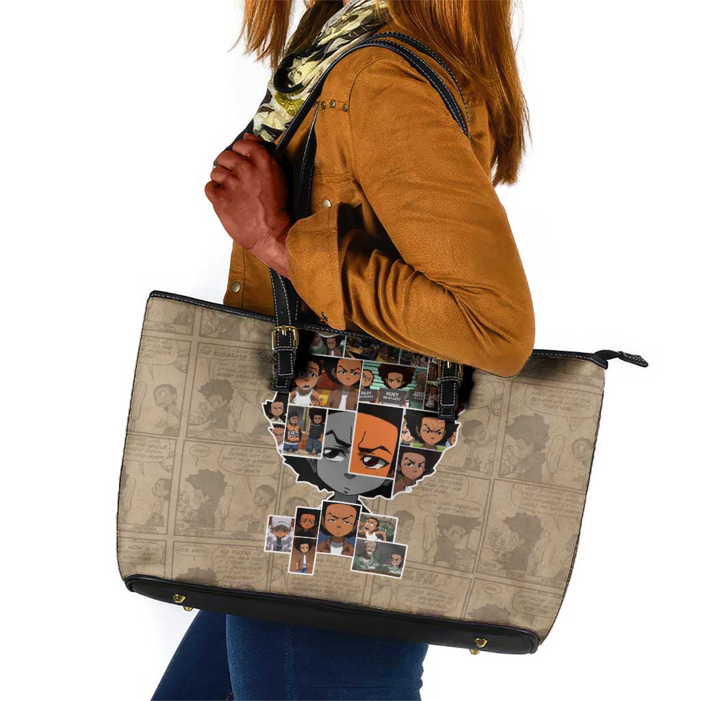 Honoring Huey Freeman - African American Leather Tote Bag