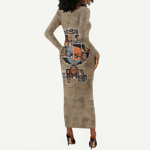 Honoring Huey Freeman - African American Long Sleeve Bodycon Dress