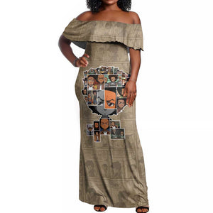 Honoring Huey Freeman - African American Off Shoulder Maxi Dress