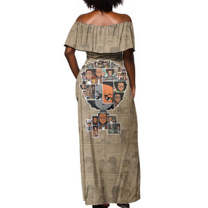 Honoring Huey Freeman - African American Off Shoulder Maxi Dress