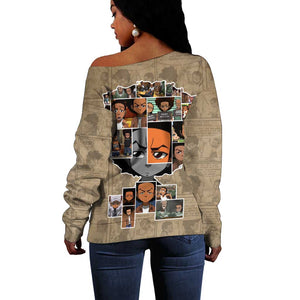 Honoring Huey Freeman - African American Off Shoulder Sweater