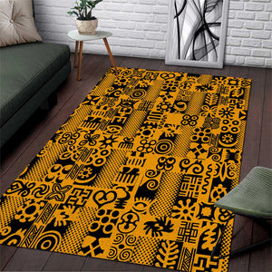 West African Yellow Art - Adinkra Culture Area Rug