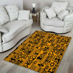 West African Yellow Art - Adinkra Culture Area Rug