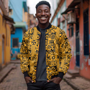 West African Yellow Art - Adinkra Culture Bomber Jacket