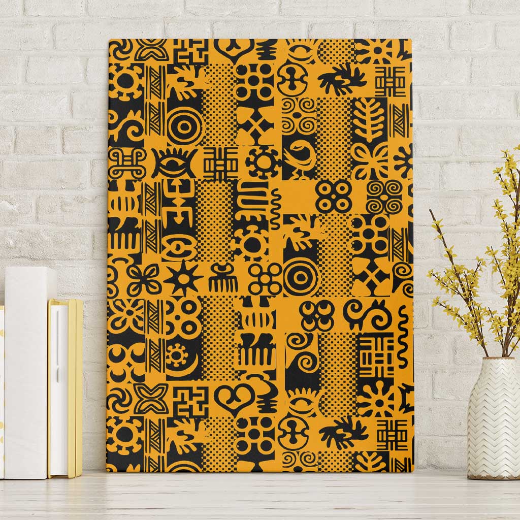 West African Yellow Art - Adinkra Culture Canvas Wall Art