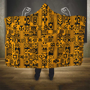 West African Yellow Art - Adinkra Culture Hooded Blanket