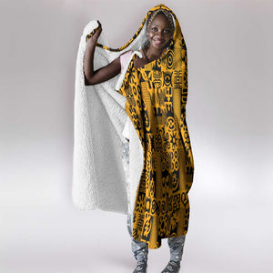 West African Yellow Art - Adinkra Culture Hooded Blanket