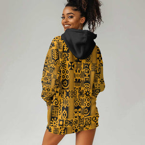 West African Yellow Art - Adinkra Culture Hoodie Dress