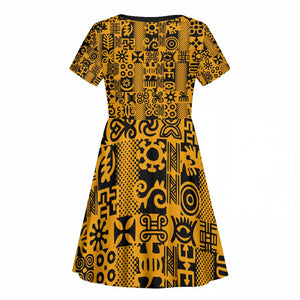 West African Yellow Art - Adinkra Culture Kid Short Sleeve Dress