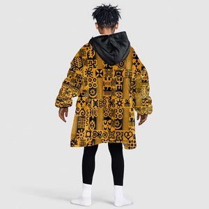 West African Yellow Art - Adinkra Culture KId Wearable Blanket Hoodie