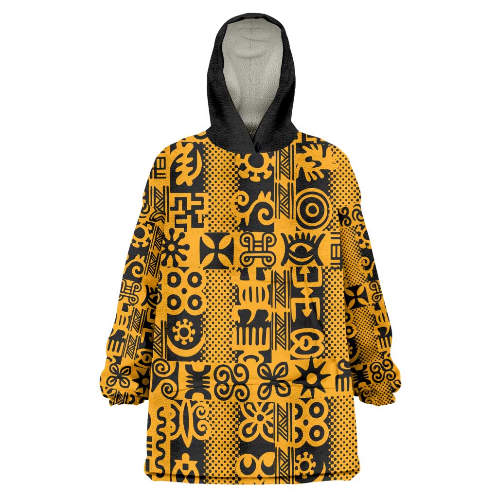 West African Yellow Art - Adinkra Culture KId Wearable Blanket Hoodie
