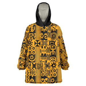 West African Yellow Art - Adinkra Culture KId Wearable Blanket Hoodie