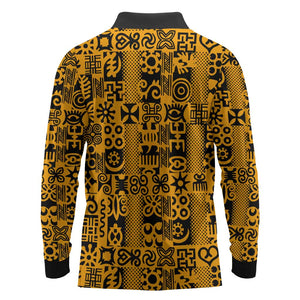 West African Yellow Art - Adinkra Culture Long Sleeve Polo Shirt