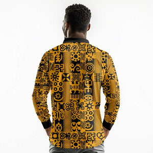 West African Yellow Art - Adinkra Culture Long Sleeve Polo Shirt