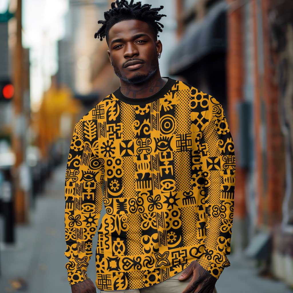 West African Yellow Art - Adinkra Culture Long Sleeve Shirt DT02