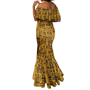 West African Yellow Art - Adinkra Culture Mermaid Dress