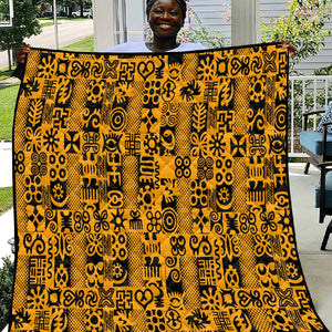 West African Yellow Art - Adinkra Culture Quilt