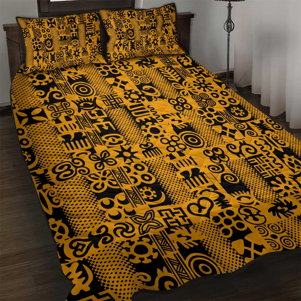 West African Yellow Art - Adinkra Culture Quilt Bed Set