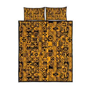 West African Yellow Art - Adinkra Culture Quilt Bed Set