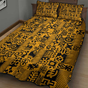 West African Yellow Art - Adinkra Culture Quilt Bed Set