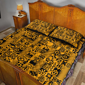 West African Yellow Art - Adinkra Culture Quilt Bed Set