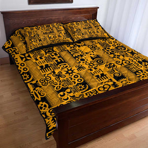 West African Yellow Art - Adinkra Culture Quilt Bed Set