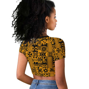 West African Yellow Art - Adinkra Culture Raglan Cropped T shirt