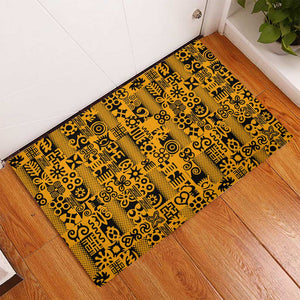 West African Yellow Art - Adinkra Culture Rubber Doormat