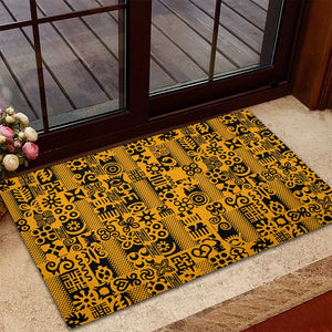 West African Yellow Art - Adinkra Culture Rubber Doormat