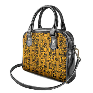 West African Yellow Art - Adinkra Culture Shoulder Handbag