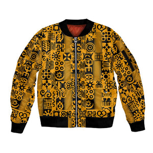 West African Yellow Art - Adinkra Culture Sleeve Zip Bomber Jacket