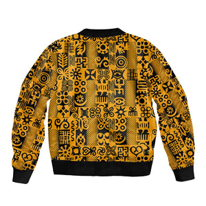 West African Yellow Art - Adinkra Culture Sleeve Zip Bomber Jacket