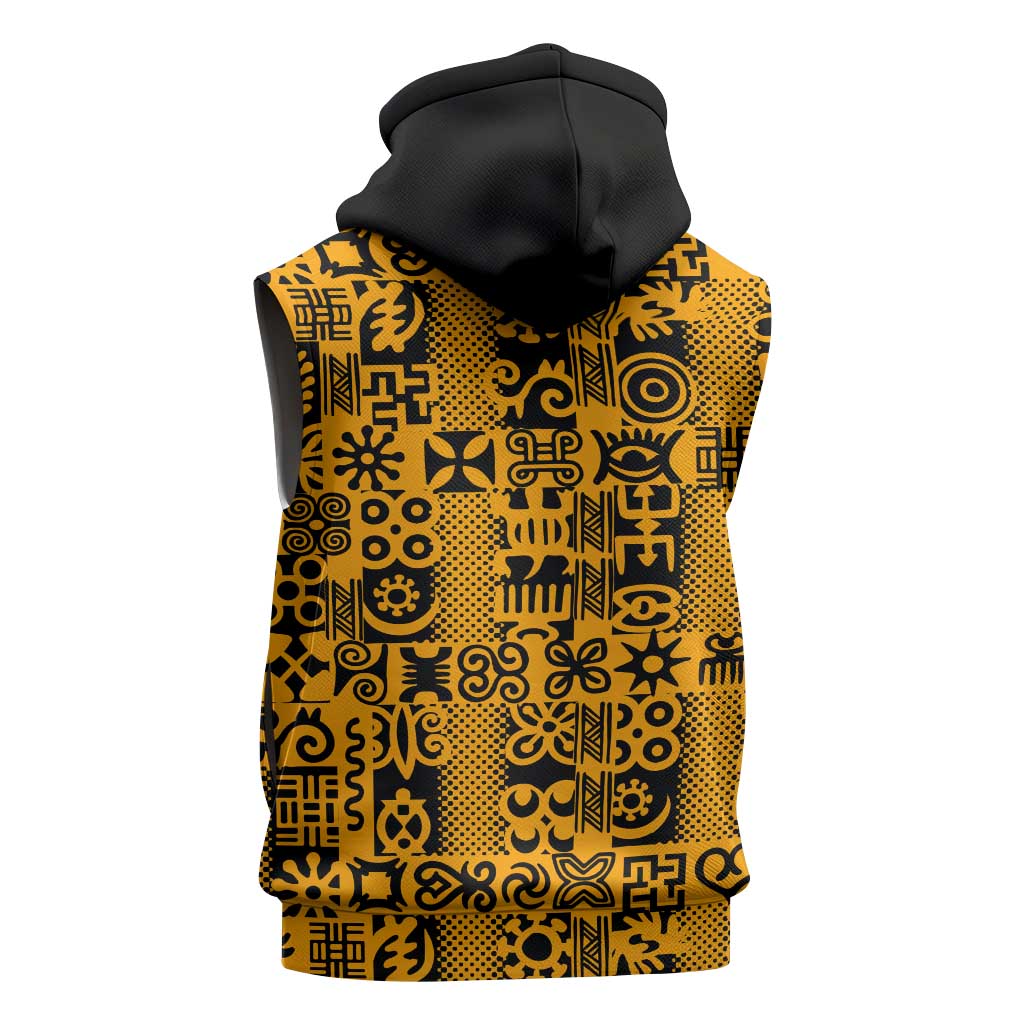 West African Yellow Art - Adinkra Culture Sleeveless Hoodie - African Pride