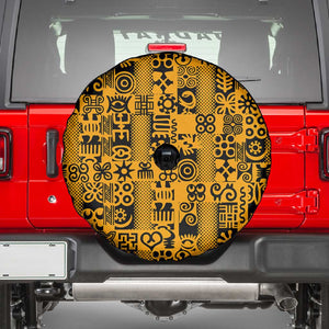 West African Yellow Art - Adinkra Culture Spare Tire Cover