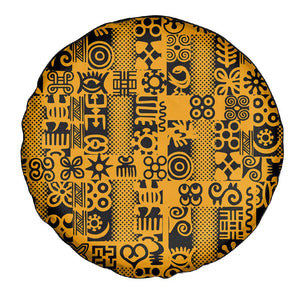 West African Yellow Art - Adinkra Culture Spare Tire Cover