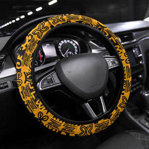 West African Yellow Art - Adinkra Culture Steering Wheel Cover