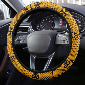 West African Yellow Art - Adinkra Culture Steering Wheel Cover