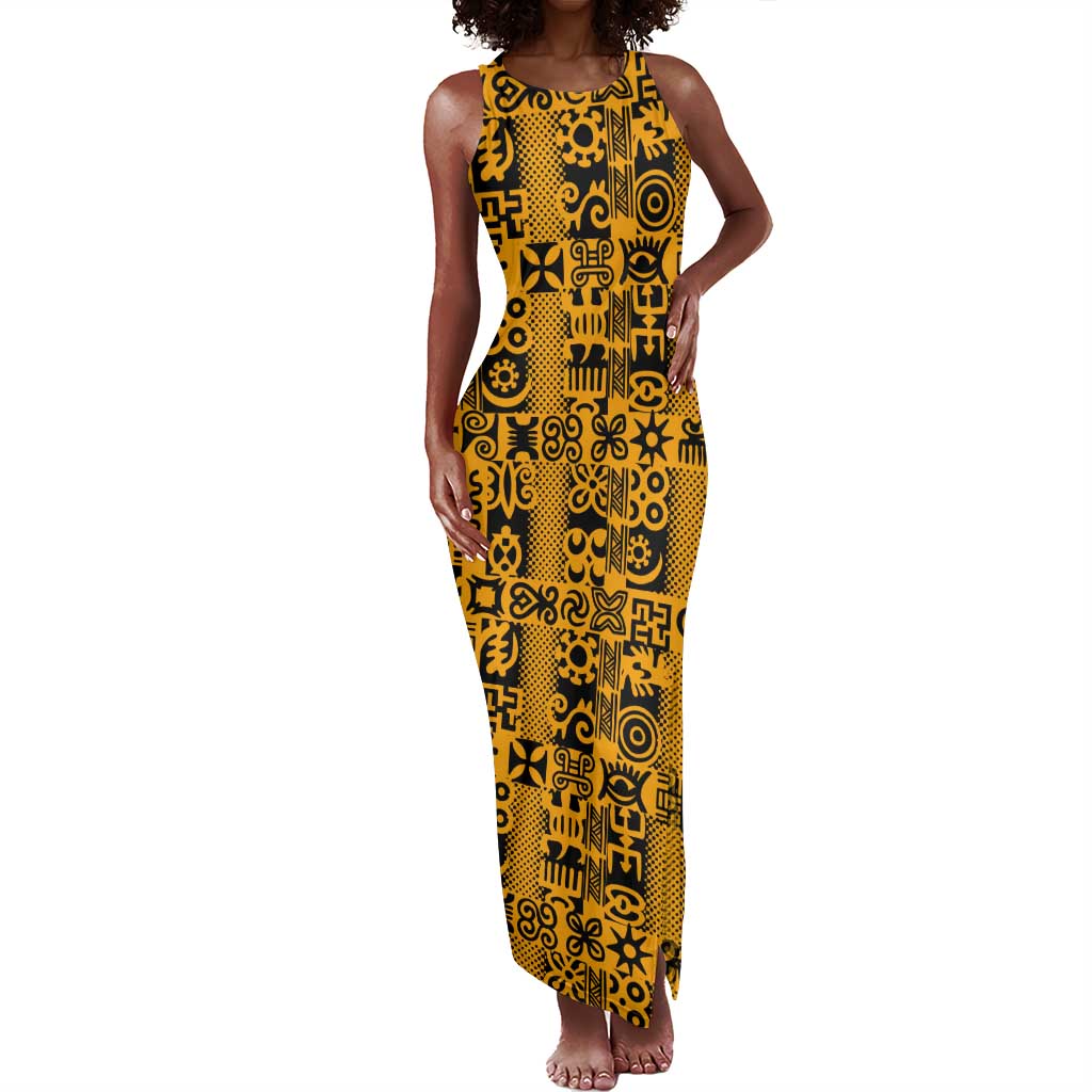 West African Yellow Art - Adinkra Culture Tank Maxi Dress