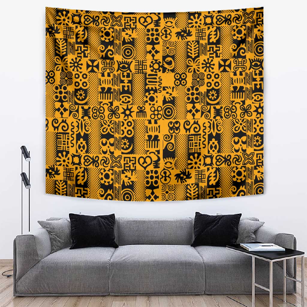 West African Yellow Art - Adinkra Culture Tapestry