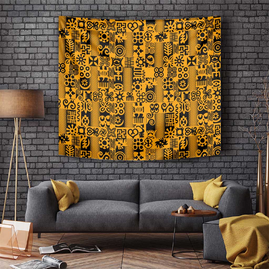 West African Yellow Art - Adinkra Culture Tapestry
