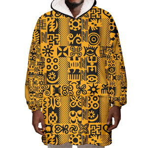 West African Yellow Art - Adinkra Culture Wearable Blanket Hoodie