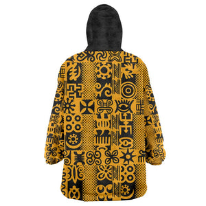 West African Yellow Art - Adinkra Culture Wearable Blanket Hoodie